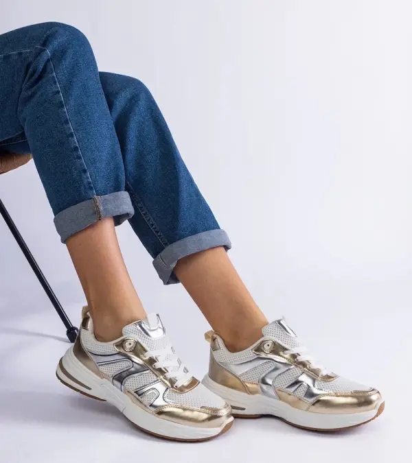 Gemre Gemre Elayne fabric sports sneakers with gold inserts