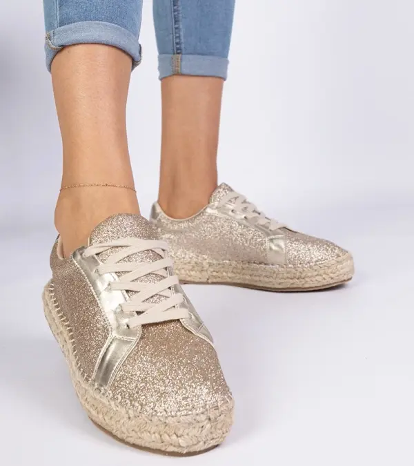 Gemre Gemre Golden women's espadrilles decorated with glitter Taredo