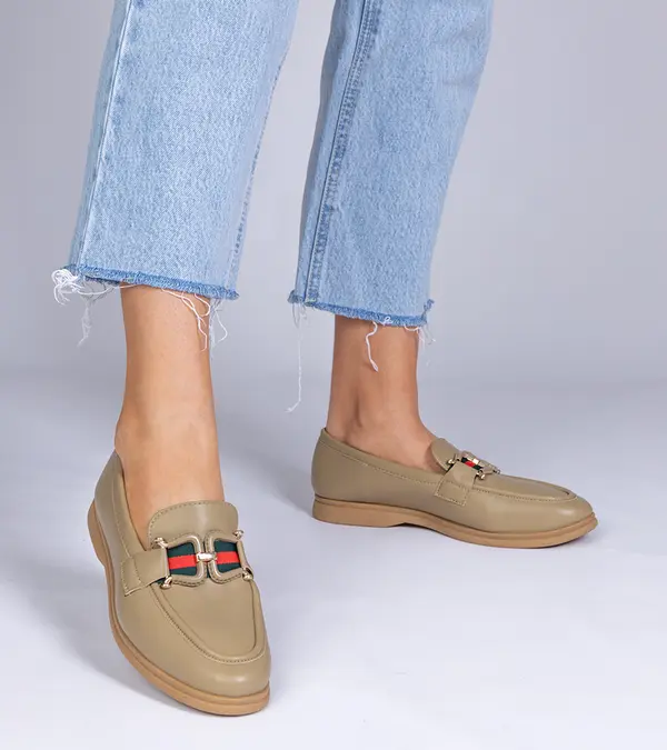 Gemre Gemre Green eco-leather moccasins with Kalenda ornament