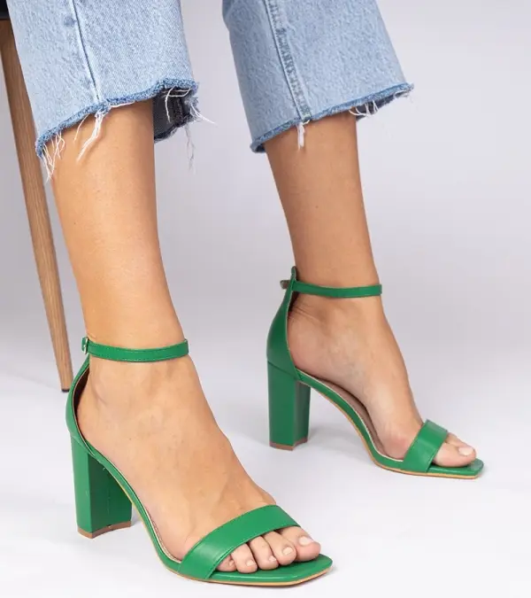 Gemre Gemre Green high block heel sandals Kasedi