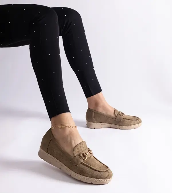 Gemre Gemre Green women's eco-suede loafers Sandoval