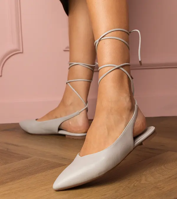 Gemre Gemre Grey eco-leather flat-heeled pumps Terry