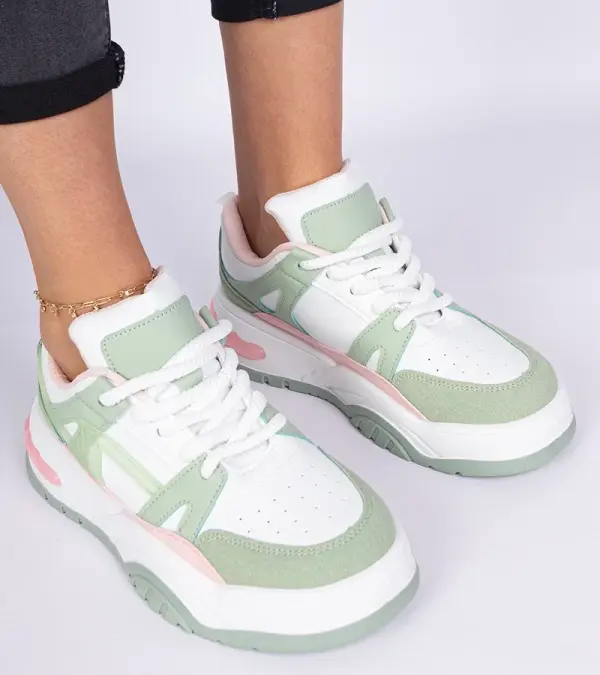 Gemre Gemre Luciana green sneakers with thick laces