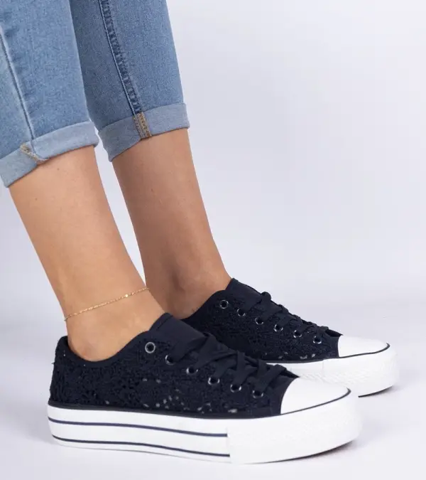 D/CEO Gemre Navy blue women's lace-up sneakers Fernansis