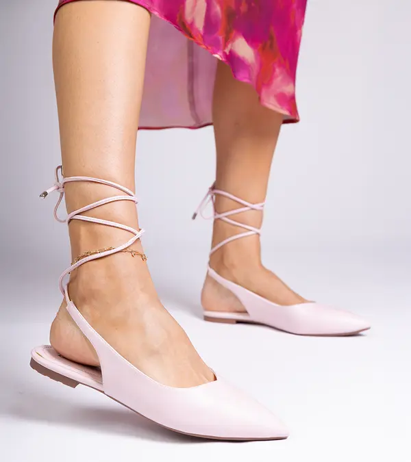 Gemre Gemre Pink flat eco-leather pumps Terry