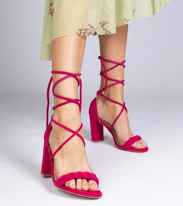 Gemre Gemre Pink tie-up block heel sandals Elesinda