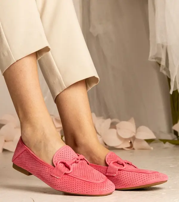 Gemre Gemre Pink women's perforated loafers with ornament Mensory