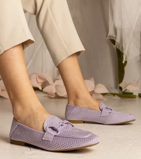 Gemre Gemre Purple women's perforated loafers with decoration Mensory