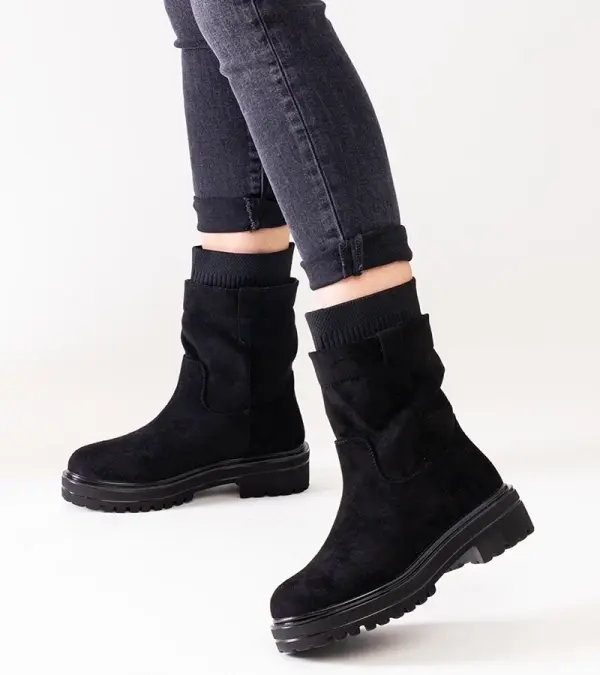 Gemre Gemre Ralia Black Slip-On Sock Boots
