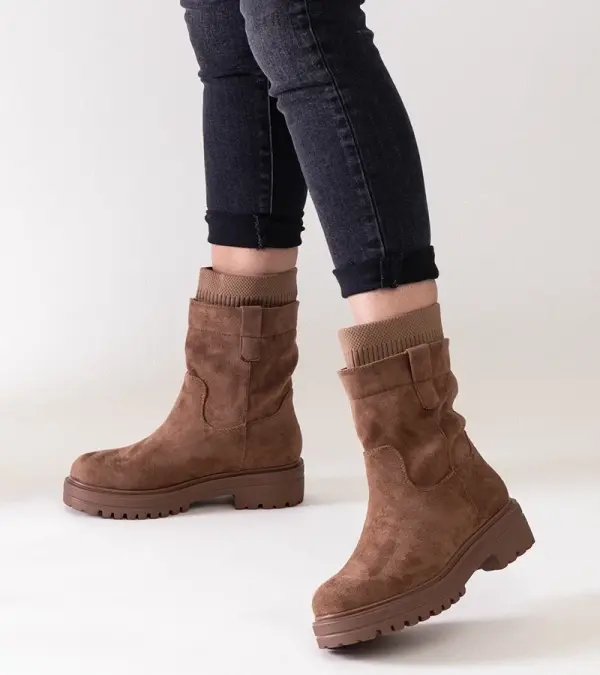 Gemre Gemre Ralia Brown Slip-On Sock Boots