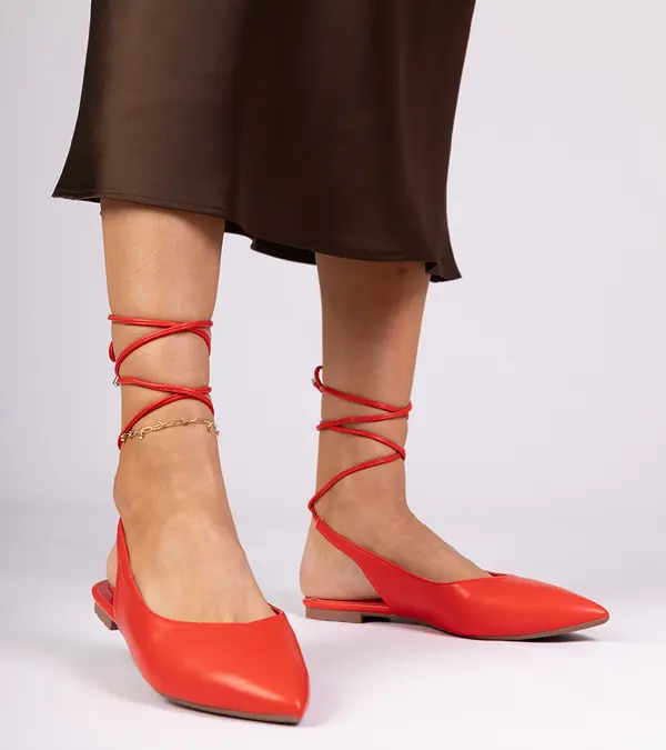 Gemre Gemre Red flat eco-leather pumps Terry
