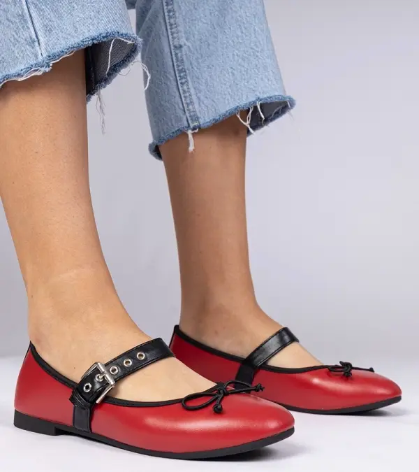 Gemre Gemre Red women's ballet flats with a bow Mansy