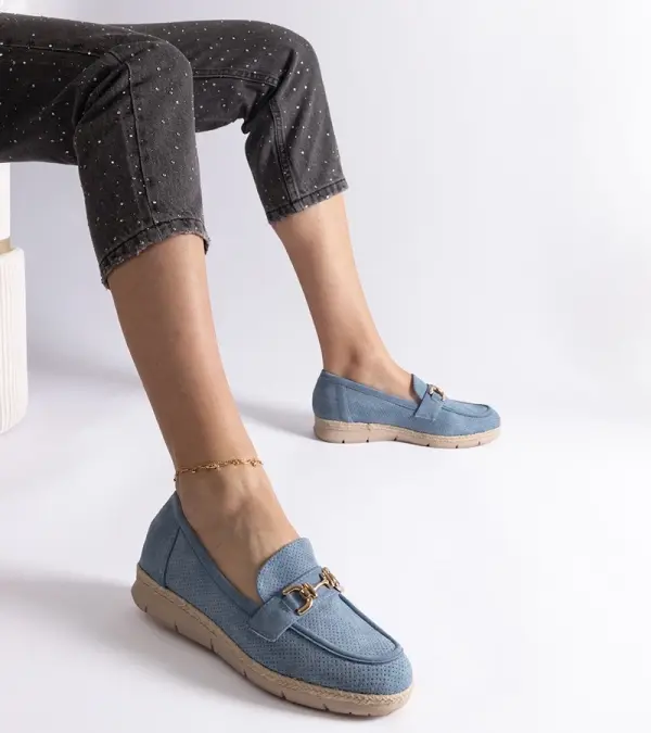 Gemre Gemre Sandoval women's blue eco-suede moccasins