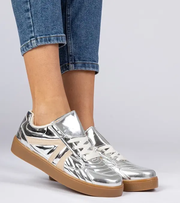 Gemre Gemre Silver patent leather women's sneakers Keyla