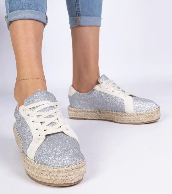 Gemre Gemre Silver women's espadrilles decorated with glitter Taredo