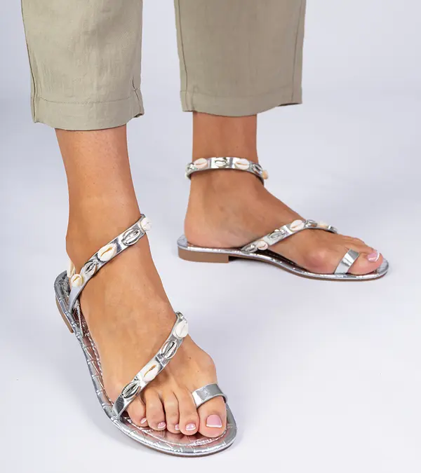 Gemre Gemre Silver women's sandals adorned with shells Akva