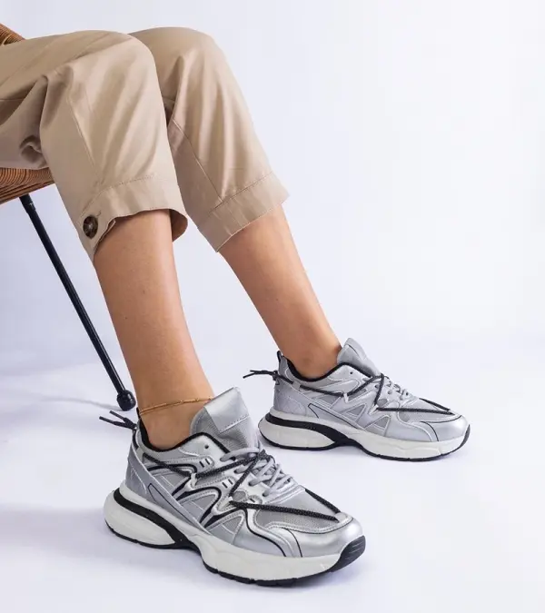 Gemre Gemre Silver women's sneakers with chunky sole Colunga