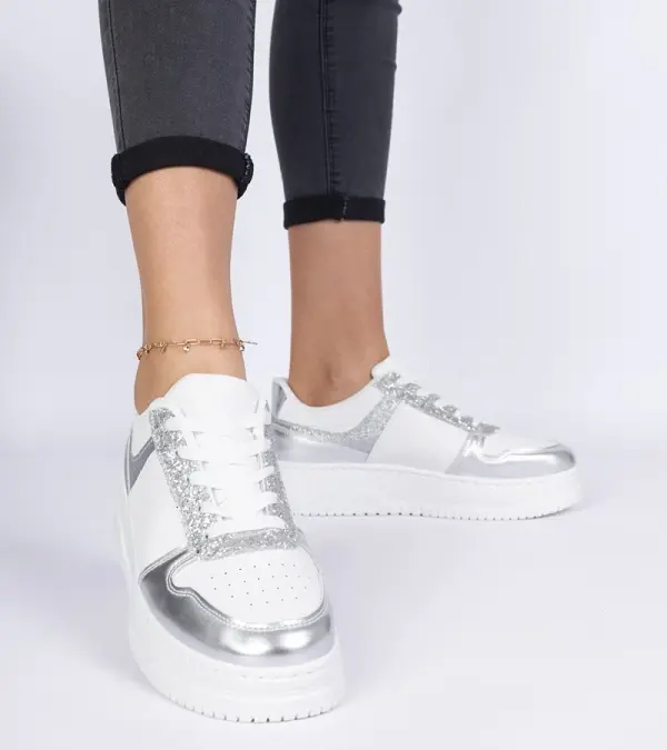 Gemre Gemre Silver women's sneakers with thick soles Dolla