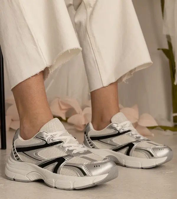 Gemre Gemre Silver women's sports sneakers with glitter Bakari