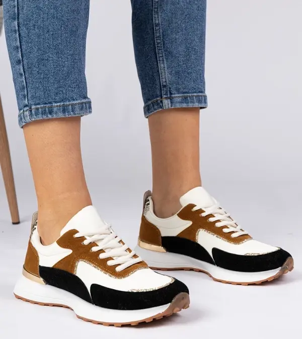 Gemre Gemre White and black women's sneakers with glitter Elizar