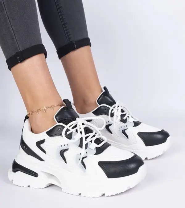 Gemre Gemre White and black women's sports sneakers Lamula