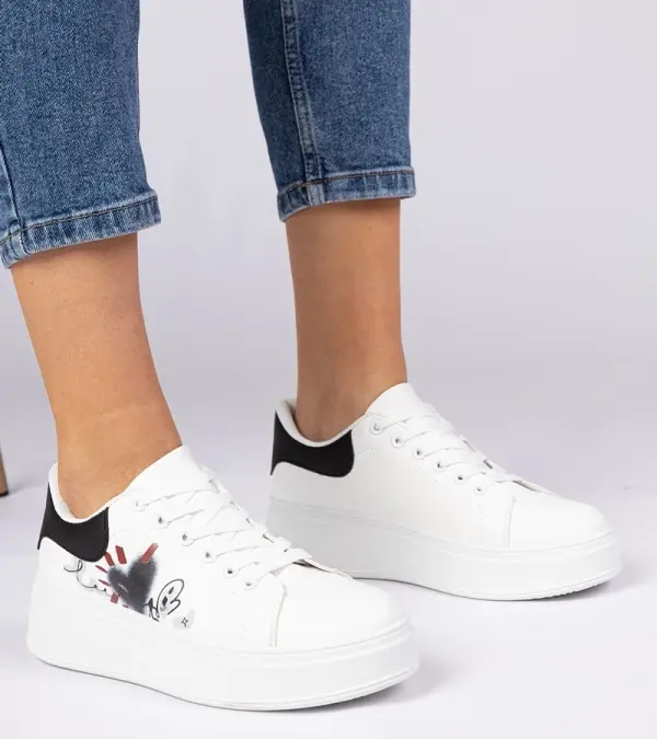 Gemre Gemre White and black women's sports sneakers Zelinda