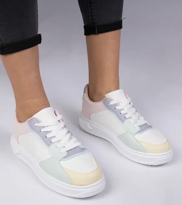Gemre Gemre White and blue faux leather sports sneakers Lavilia