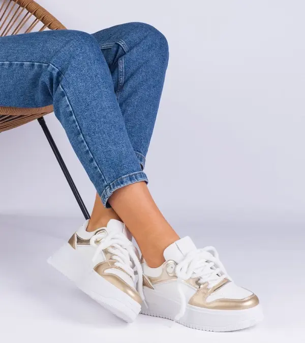 Gemre Gemre White and gold platform sneakers Ivalda