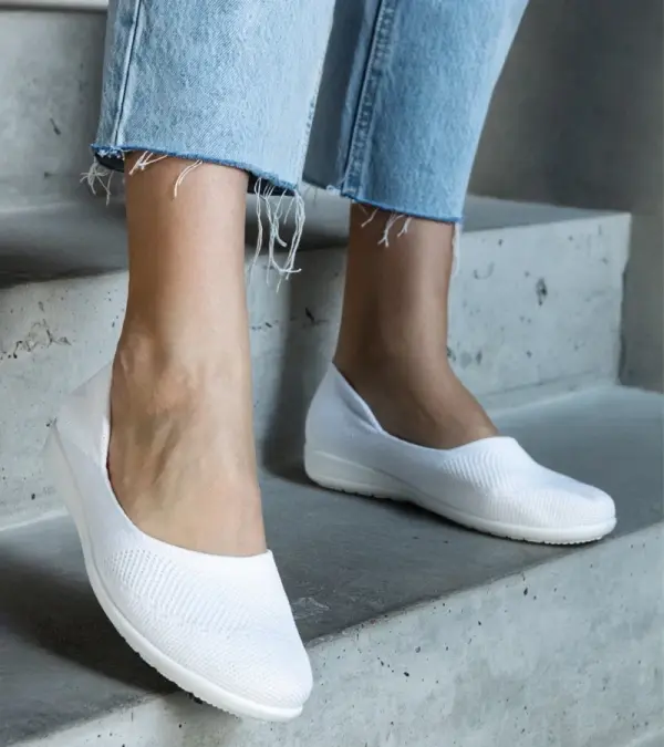 Gemre Gemre White Fabric Ballet Flats Provencher