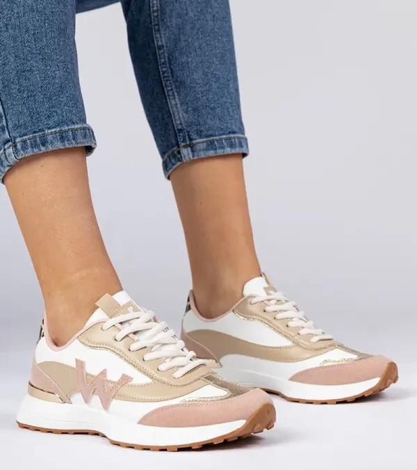 Gemre Gemre White-pink women's sneakers with leopard print detail Kalasa