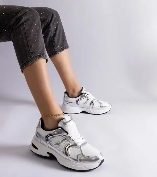 Gemre Gemre White-silver Ena sports sneakers