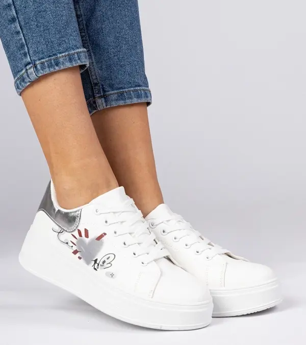 Gemre Gemre White-silver women's sports sneakers Zelinda