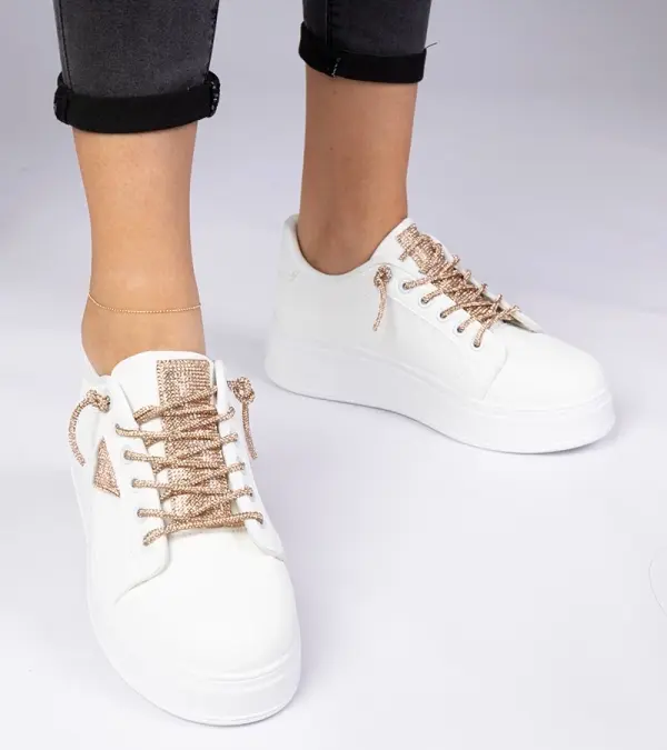 D/CEO Gemre White sneakers with champagne rhinestones Treysi