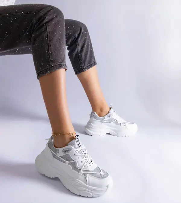 Gemre Gemre White sneakers with glitter inserts Rigel