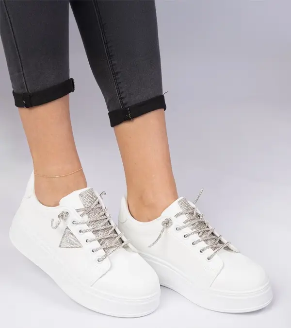 Gemre Gemre White sneakers with silver rhinestones Treysi