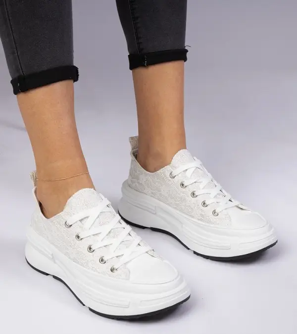 Gemre Gemre White Women's Lace Sneakers Katerin