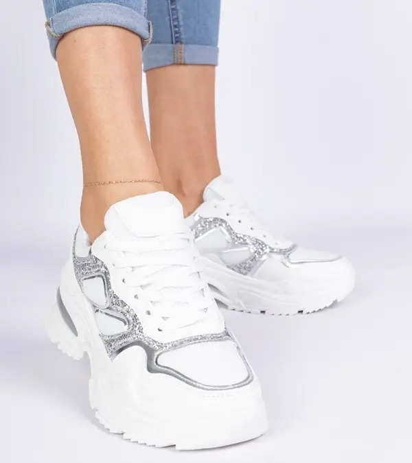 Gemre Gemre White women's sneakers decorated with glitter Sandoria