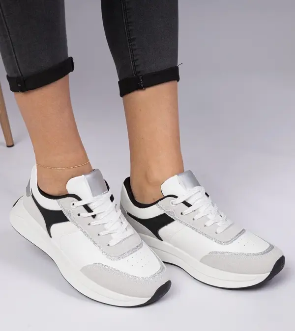 Gemre Gemre White women's sneakers with glitter Markuta