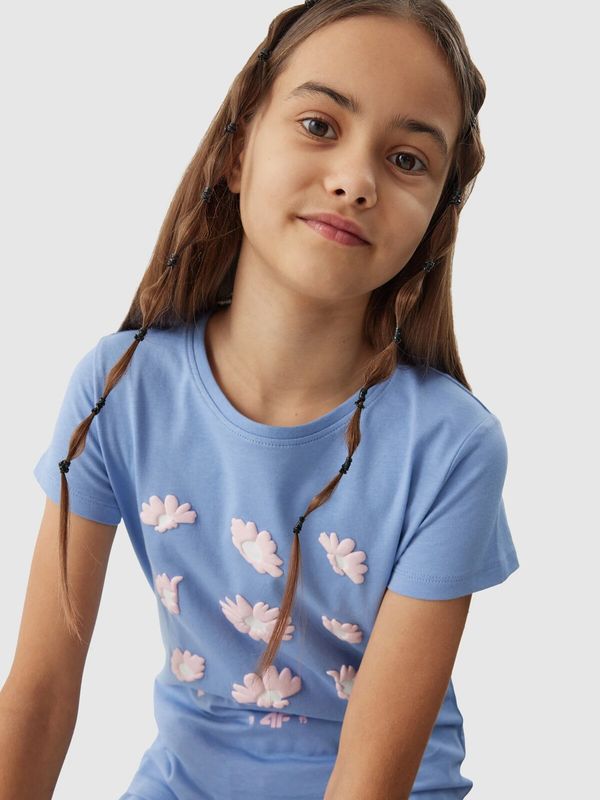 4F Girls' 4F organic cotton T-shirt - denim