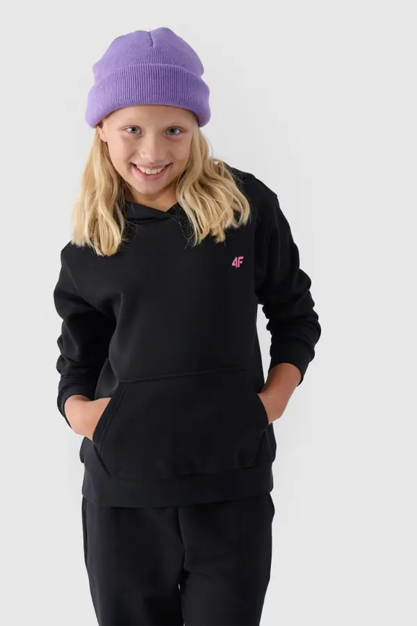 4F Girls Non-Zip Hoodie Smooth Black 4F 4FJWMM00TSW