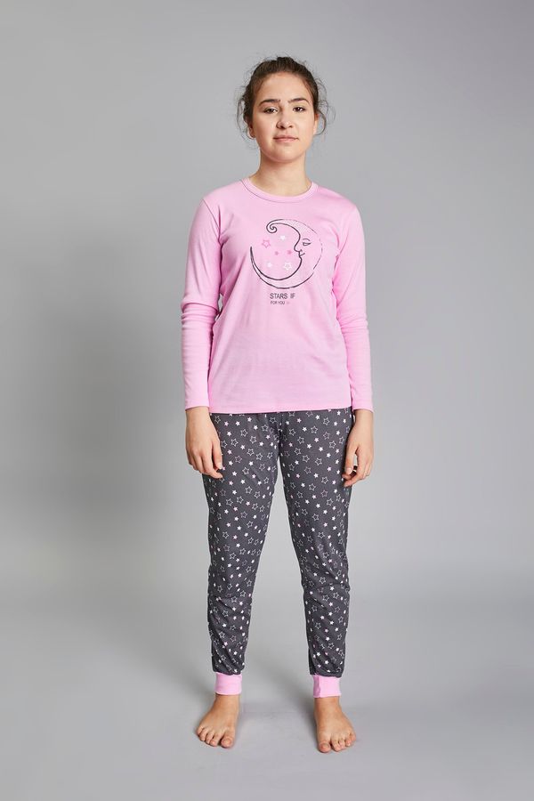 Italian Fashion Girls' pyjamas Antilia long sleeves, long legs - pink/print