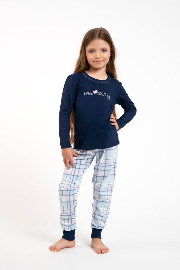 Italian Fashion Girls' pyjamas Glamour, long sleeves, long pants - navy blue/print