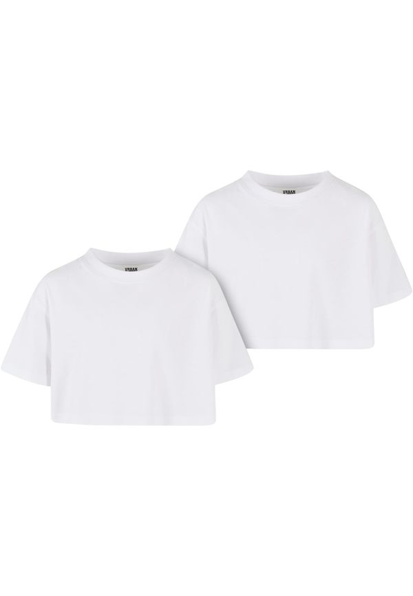 Urban Classics Kids Girls' Short Kimono Tee - 2 Pack White+White