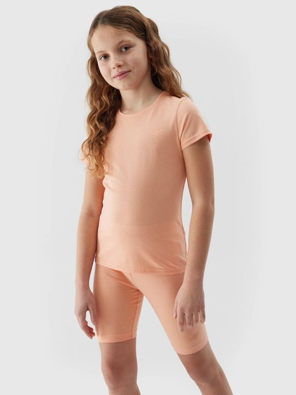 4F Girls' smooth T-shirt 4F - powder coral