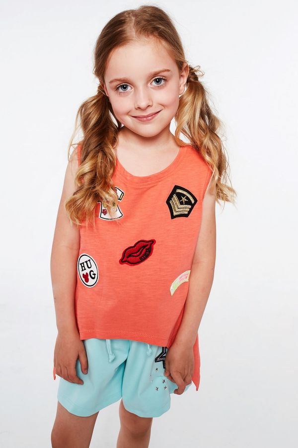 FASARDI Girls' T-shirt with coral patches