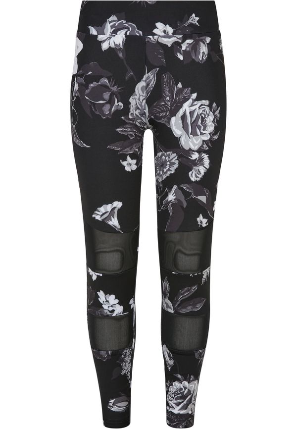 Urban Classics Kids Girls' Tech Mesh AOP Leggings Dark Flowers aop