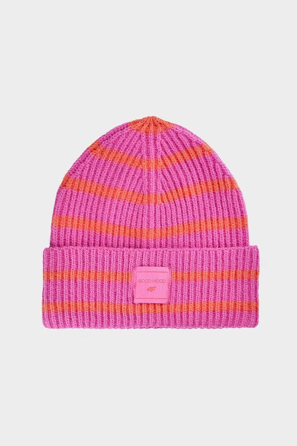 4F Girls Winter Hat With Stripes Fuchsia 4F 4FJWAW24