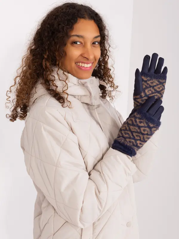 Wool Fashion Italia Gloves-AT-RK-2310.61-navy blue
