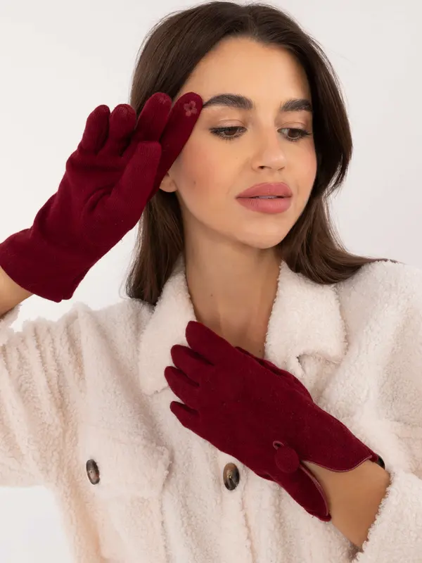 Wool Fashion Italia Gloves-AT-RK-23903.55-burgundy