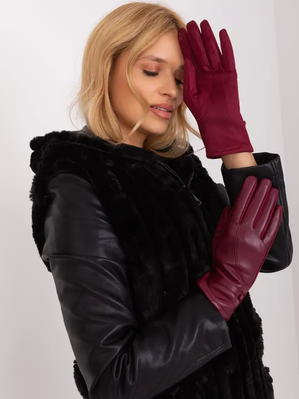 Wool Fashion Italia Gloves-AT-RK-239802.28-burgundy